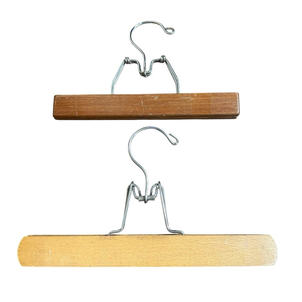 Vintage Wooden Pants Skirt Trousers Hangers Clamp Style Set Of 2